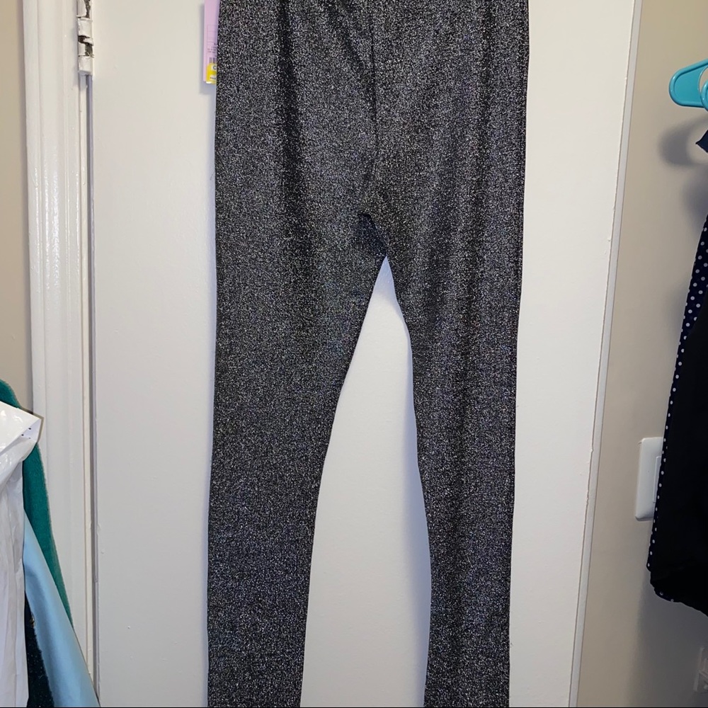 Long black/silver glitter pants. Stretchy!